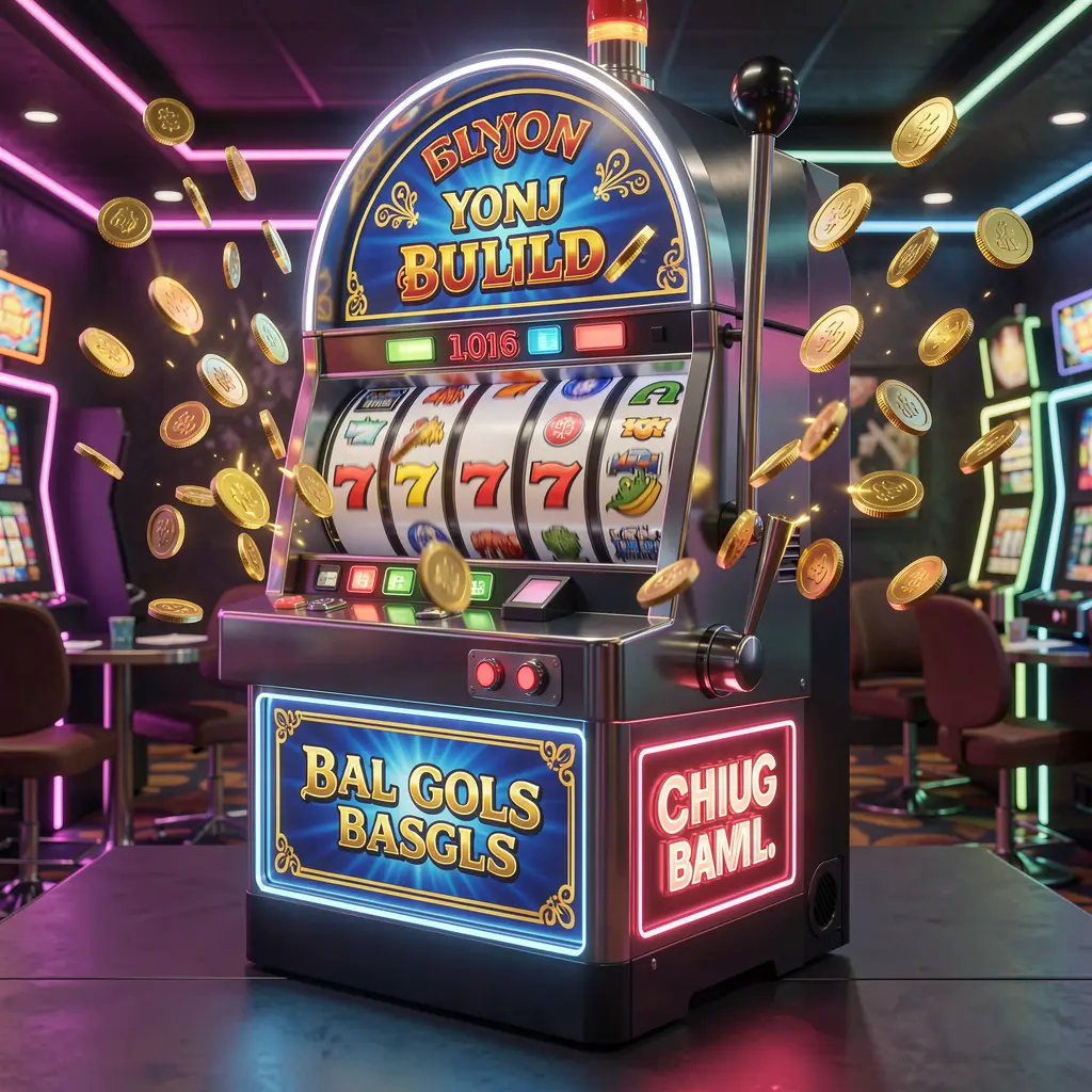 Modern slot machine with bright reels and scattered gold coins highlighting dynamic gameplay and big win potential on GV88 online casino in Bangladesh